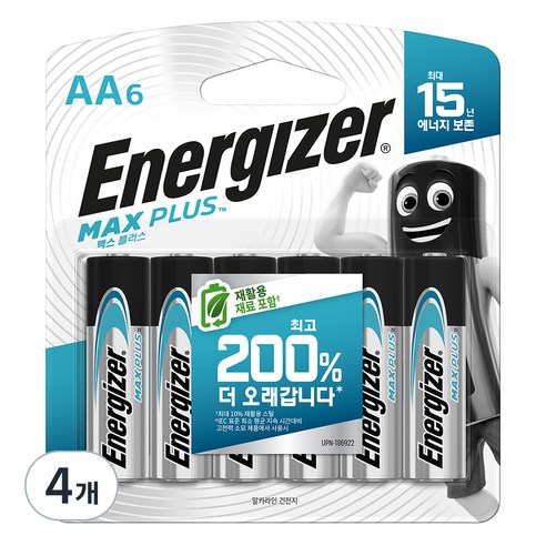 에너자이저 맥스플러스 AA건전지, 6개입, 4개
