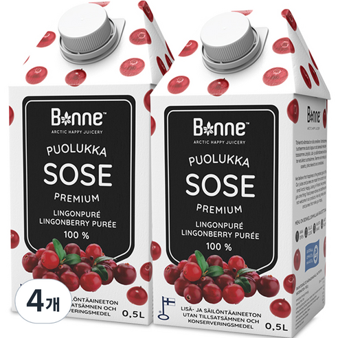 본네 링곤베리 퓨레 주스, 4개, 500ml