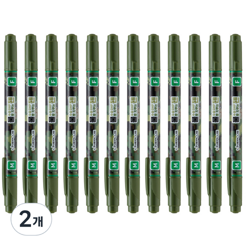 라인플러스 OHP펜 1mm 물펜MF 0.4mm 12p, 녹색, 2개
