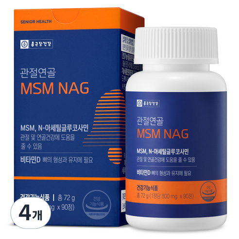 종근당건강 관절연골 MSM NAG 72g, 90정, 4개