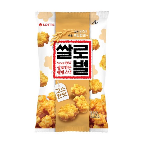 롯데웰푸드 쌀로만든 쌀로별 고소한맛, 156g, 4개