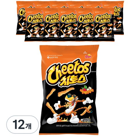 롯데제과 치토스 매콤달콤 과자, 82g, 12개