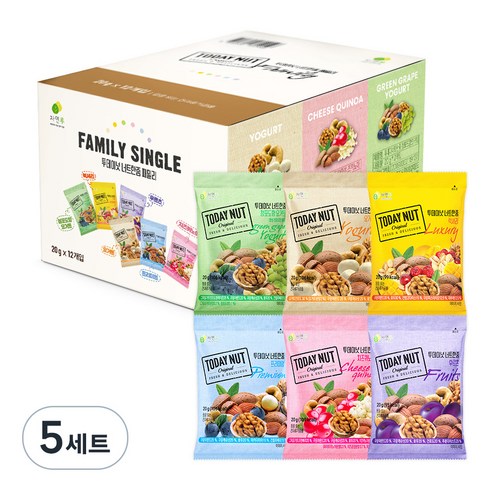 투데이넛 너트한줌 패밀리 6종 세트, 240g, 5세트