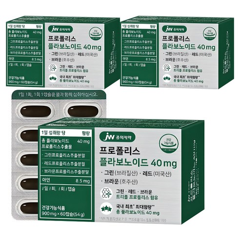 JW중외제약 프로폴리스 플라보노이드 40mg, 60정, 3개