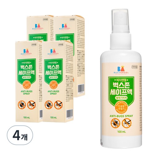 비지엔젤 벅스존 세이프액 모기기피제, 100ml, 4개