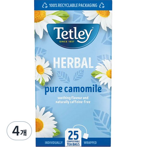 테틀리 카모마일 티백, 1.3g, 25개입, 4개