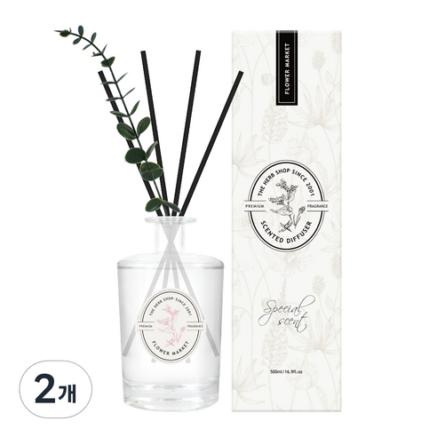 더허브샵 센티드 디퓨저, 2개, 500ml, 플라워마켓