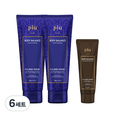 플루 바디밸런스 바디스크럽 180g x 2p + 바디밸런스 더 프리미엄 에디션 바디스크럽 50g, 6세트