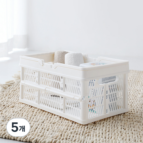 마켓비 KONTINO 폴딩바스켓, 원톤화이트, 18L, 5개