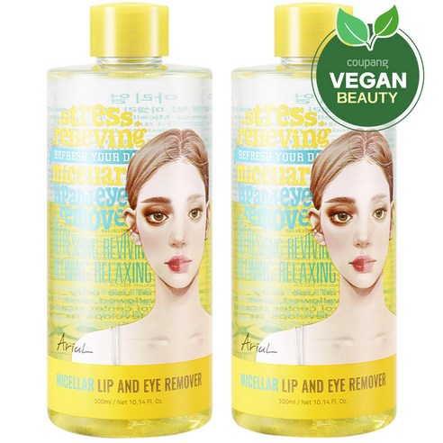 아리얼 릴리빙 미셀라 립앤아이 리무버, 300ml, 2개
