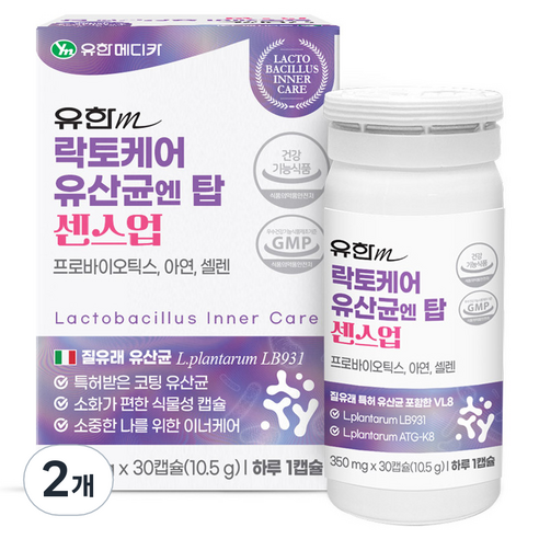 유한메디카 락토케어 유산균엔 탑 센스업 10.5g, 30정, 2개