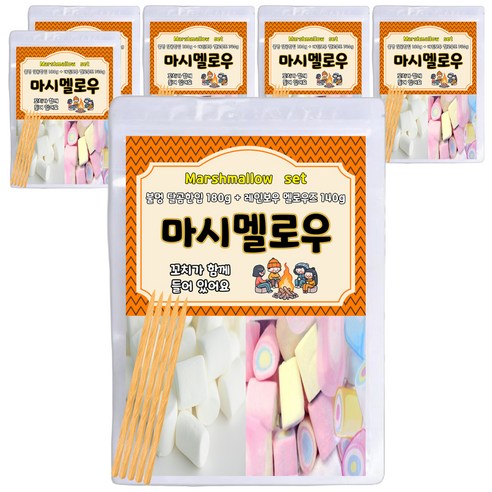 달콤쫀득 불멍 달곰한입 마시멜로우 180g + 레인보우 멜로우즈 140g 세트, 6세트