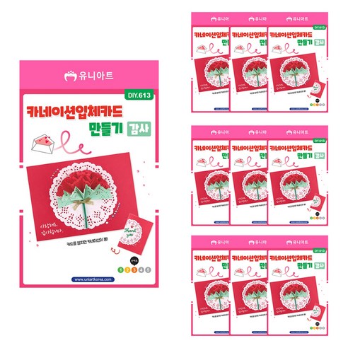 유니아트 카네이션 입체 카드 만들기 DIY613, 감사, 10개