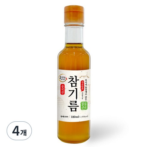 복이네먹거리 통깨로 만든 저온압착 순한맛 맑은참기름, 180ml, 4개