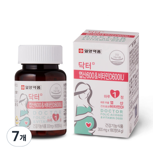 일양약품 닥터플러스 엽산 600 앤 비타민D600, 7개, 54g