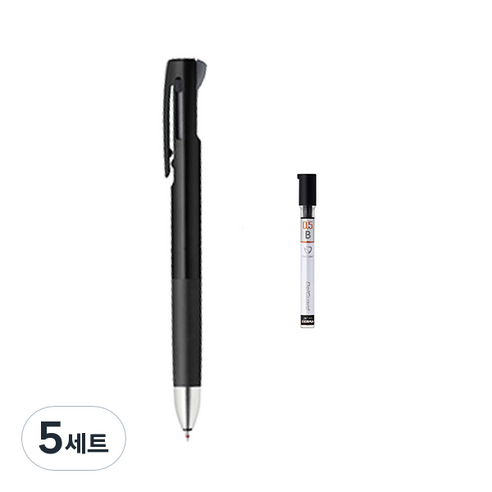 제브라 블렌 2+S 샤프 0.7mm + B샤프심, 블랙(샤프바디), 5세트
