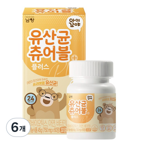 아이꼬야 유산균 츄어블 플러스 45g, 60정, 6개