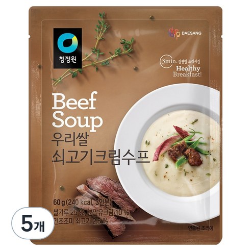 청정원 우리쌀 쇠고기크림수프, 60g, 5개