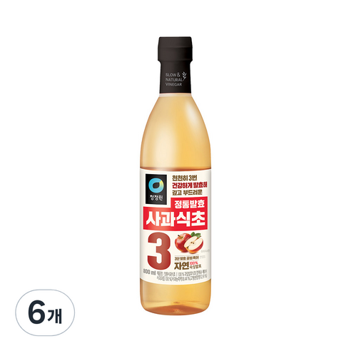 청정원 정통 사과 식초, 800ml, 6개
