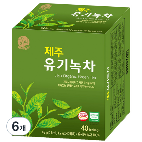 우리차 제주 유기녹차, 1.2g, 40개입, 6개