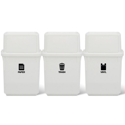 라이피스트 컬러빈 분리수거함 35L, 화이트, 3개