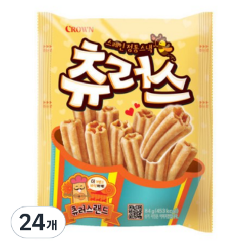 크라운 스페인 정통스낵 츄러스, 84g, 24개