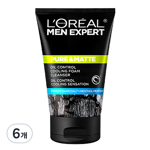 로레알파리 퓨어 앤 매트 오크 차콜 아이시 이펙트 폼, 100ml, 6개