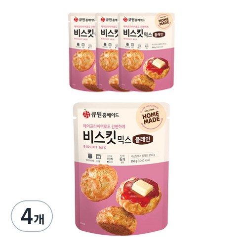 큐원 홈메이드 비스킷믹스 플레인, 250g, 4개