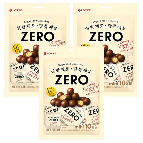 롯데제로 크런치 초코볼, 140g, 3개