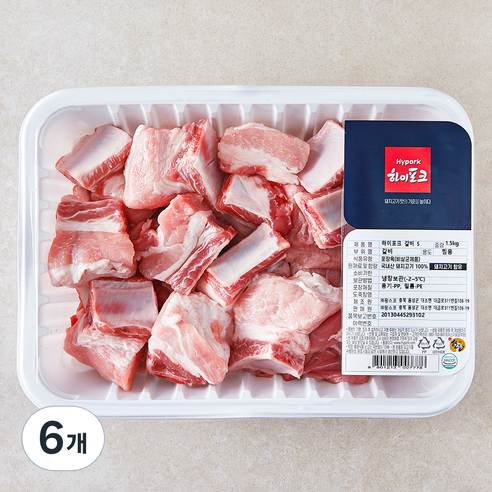 하이포크 한돈 갈비 S 찜용 (냉장), 1.5kg, 6개