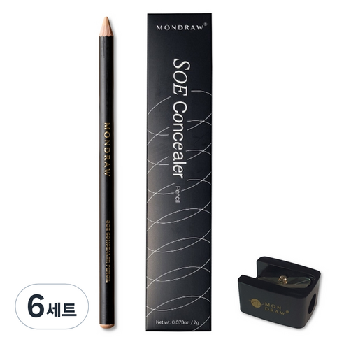 몬드로우 소이 펜슬 컨실러 2g + 샤프너 세트, MC503(컨실러), 블랙(샤프너), 6세트