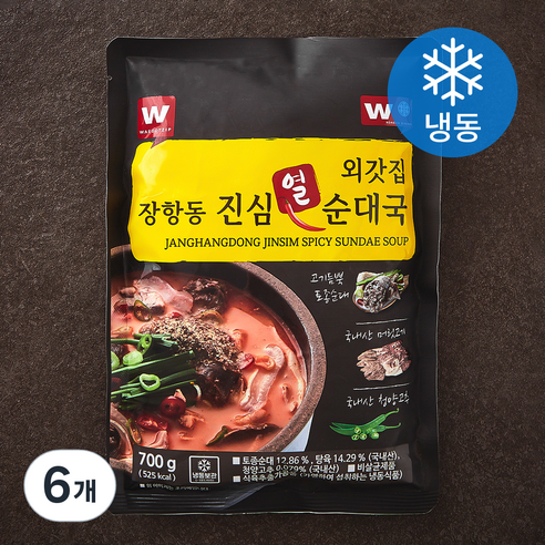 외갓집 장항동 진심 열 순대국 (냉동), 700g, 6개
