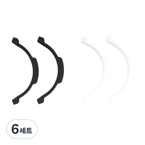 요씨마트 마스크귀보호대 2종 세트 대형, 블랙 + 화이트, 6세트