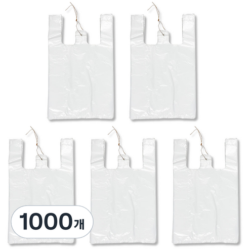 애니돌 손잡이 마트 비닐봉투 유백, 5L, 1000개