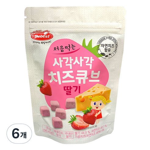 베베스트 처음먹는 사각사각 치즈큐브, 딸기, 6개