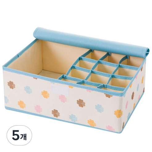 옥스퍼드 속옷 정리함 340g, 네잎클로버 블루, 5개