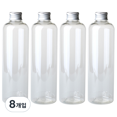 병도매닷컴 투명 음료용기 알루미늄 실버캡, 300ml, 8개