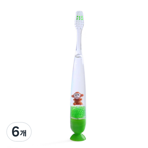 비브라이트 캐릭터 LED 타이머 동물친구 어린이 칫솔, 원숭이, 1개입, 6개