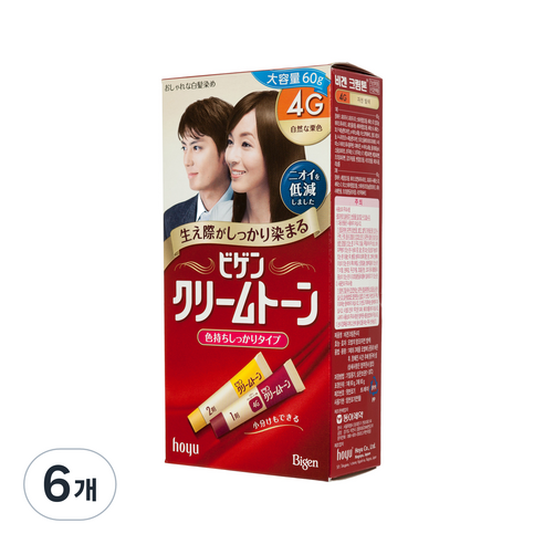 비겐 크림톤 염색제, 4G자연밤색, 6개
