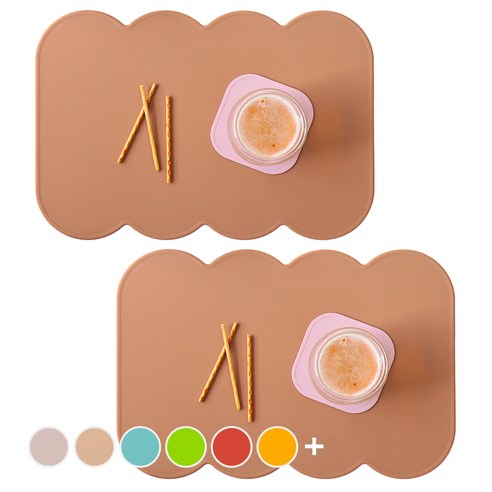 에이드엘 슬림 코튼 실리콘 테이블매트 2p, 카라멜, 388 x 267 x 1.8 mm