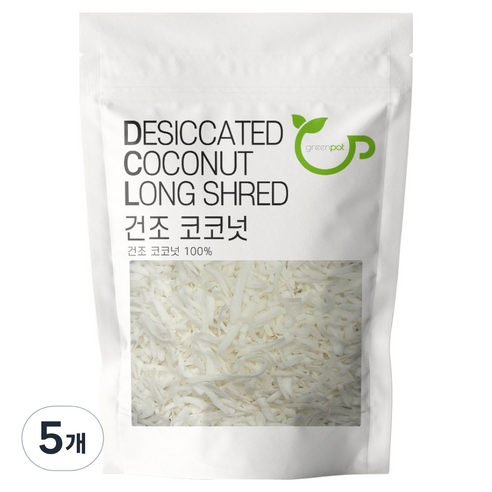 그린팟 건조 코코넛 롱 슬라이스, 5개, 300g