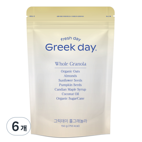 그릭데이 홀그래놀라 시리얼, 150g, 6개