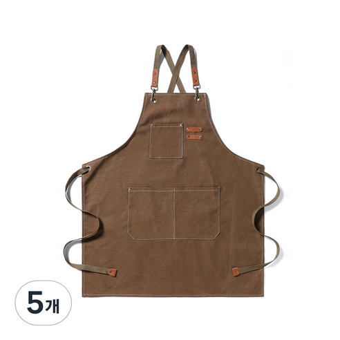 금깨비 바리스타 앞치마, 브라운, 5개