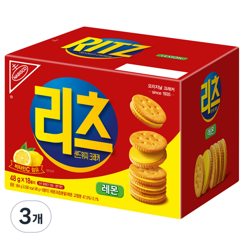 동서식품 리츠 샌드위치 크래커 레몬, 864g, 3개