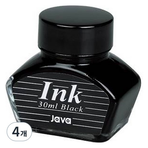 자바펜 만년필 병잉크 30ml, 4개, 흑색