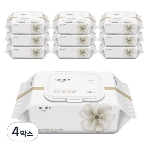 아망떼 베이직 엠보싱 물티슈 캡형, 120매입, 40개