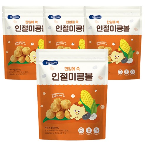 베베쿡 한입에 쏙 인절미콩볼 25g, 인절미맛, 4개