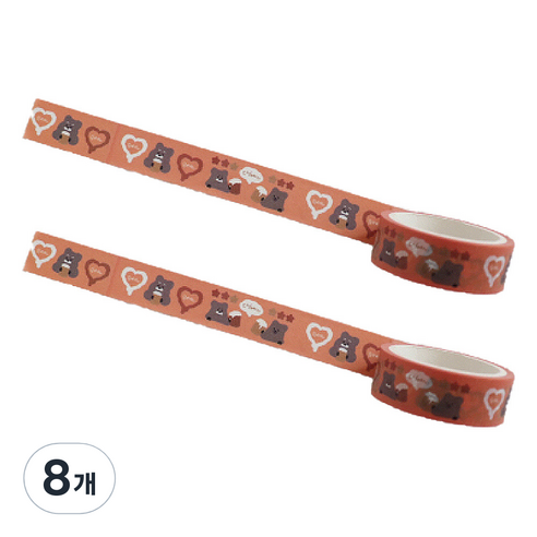 마켓A 쿼카 프린팅 종이 마스킹 테이프 1.5cm x 5m, TYPE 2, 8개