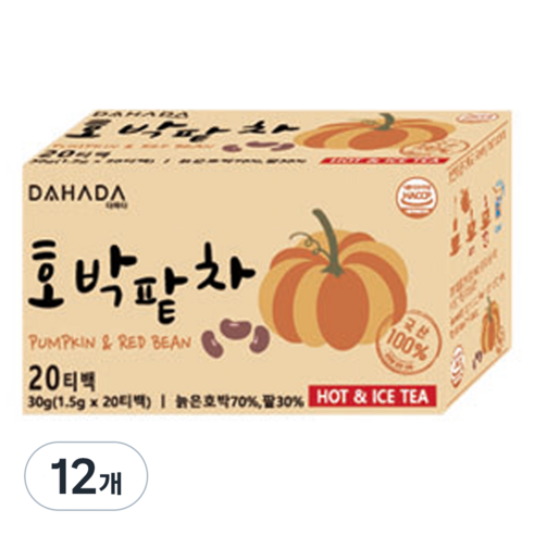 다하다 호박팥차, 1.5g, 20개입, 12개