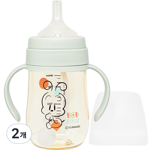 밥독 PPSU 베베쪽쪽 빨대컵 180ml, 민트, 2개